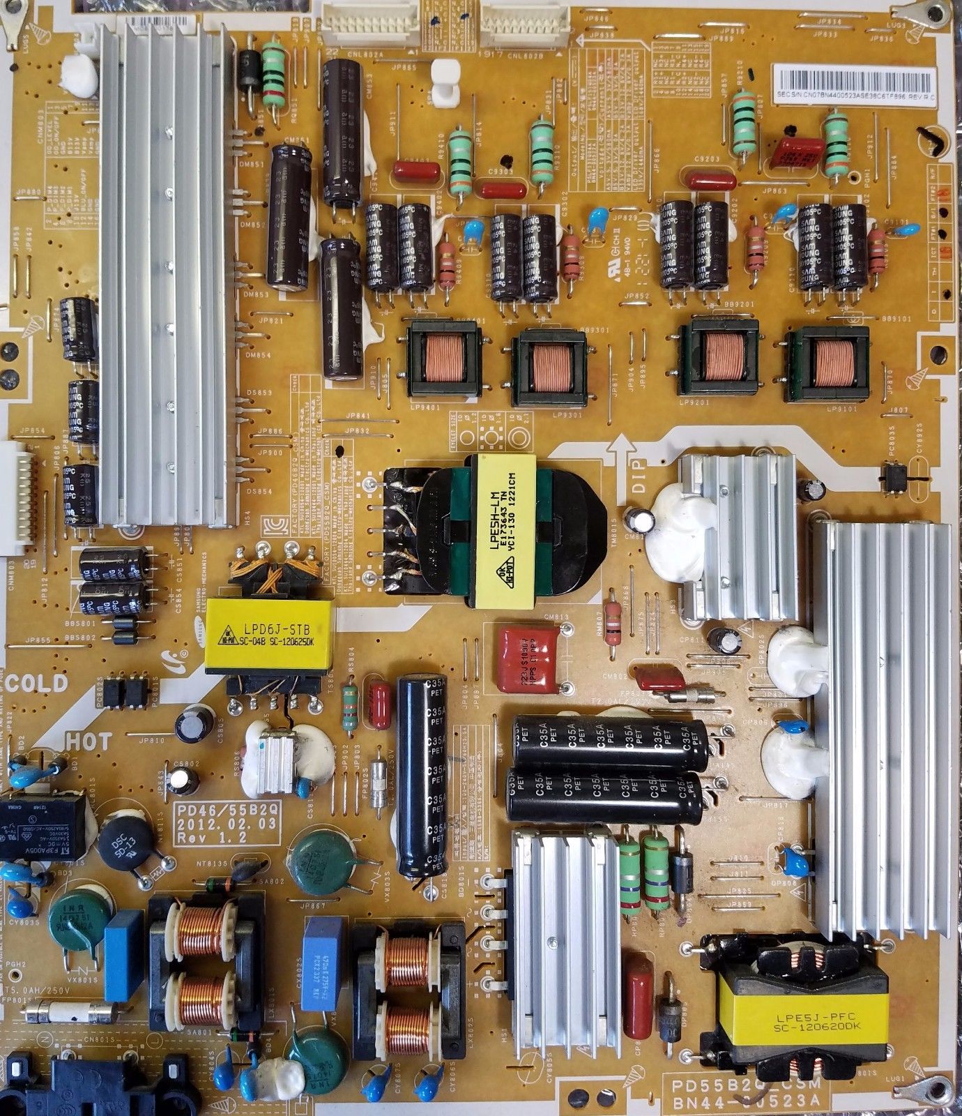 Samsung 55" UN55ES7100 BN44-00523A LED LCD Power Supply LED Board - Click Image to Close